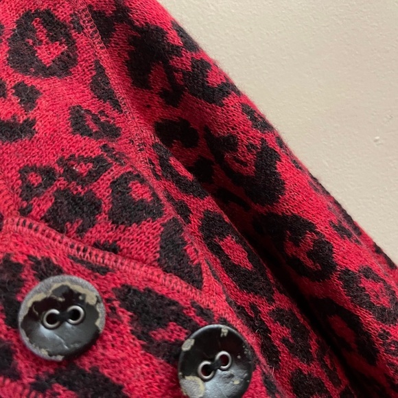Ruby Rd. Red and Black Animal Print Cape Style Cardigan Plus-Size Fall Chic Work - Picture 4 of 6